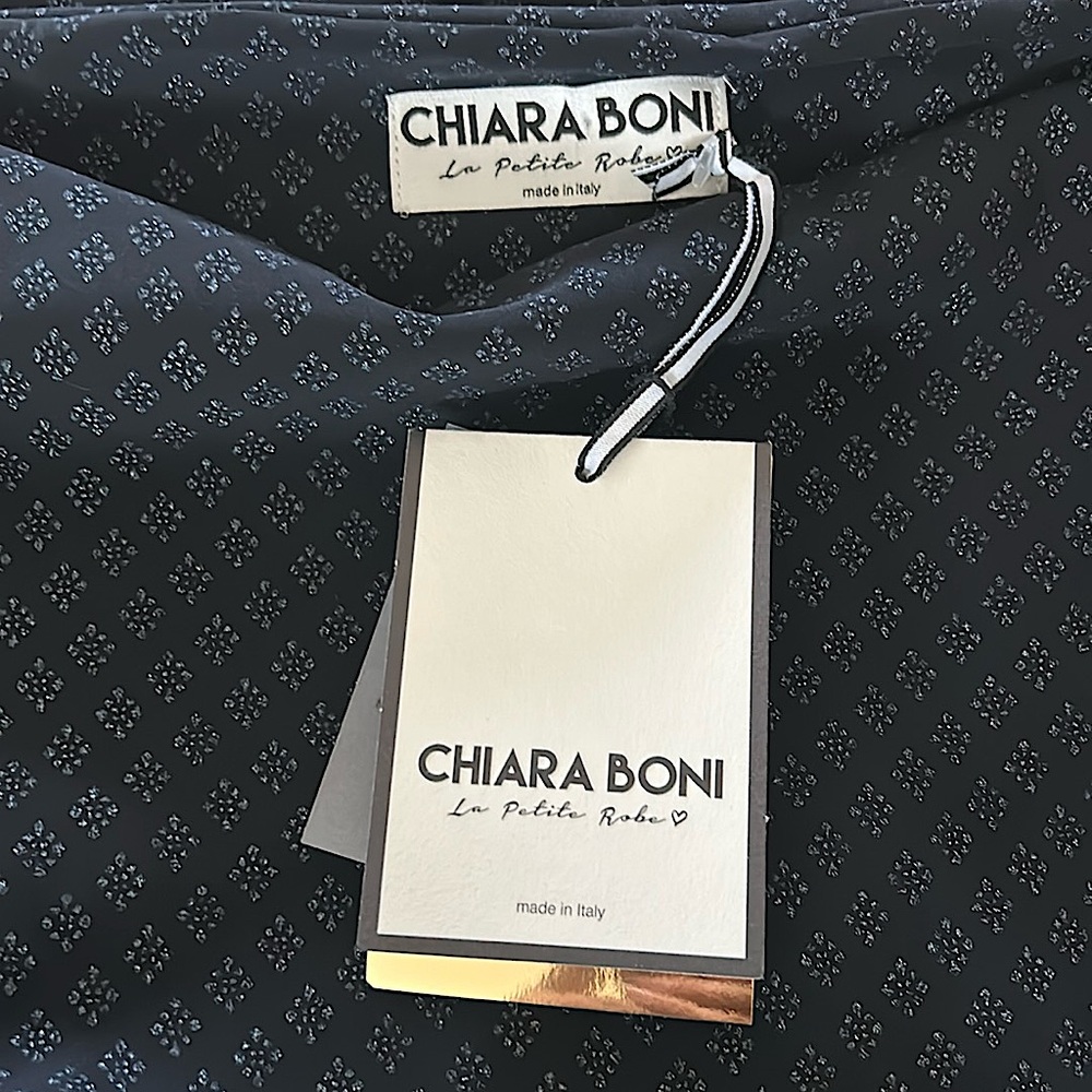 Chiara Boni NWT Black Berner Print Art Deco Diamond Uneven Hem Dress **Size 12** - Picture 6 of 6